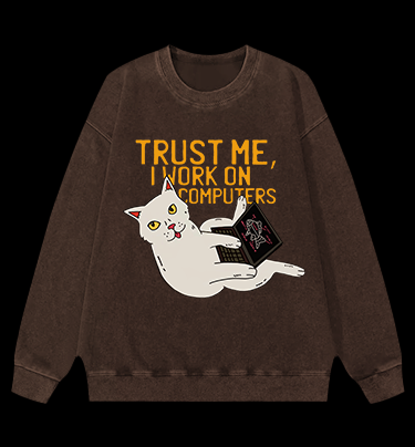 Trust Me Cat Vintage Washed 100% Cotton Sweatshirt
