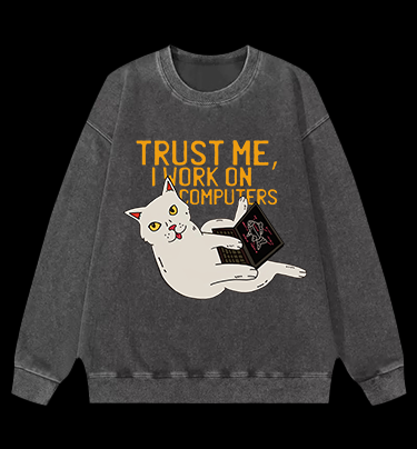 Trust Me Cat Vintage Washed 100% Cotton Sweatshirt