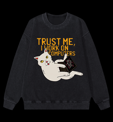 Trust Me Cat Vintage Washed 100% Cotton Sweatshirt