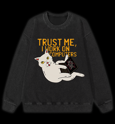 Trust Me Cat Vintage Washed 100% Cotton Sweatshirt