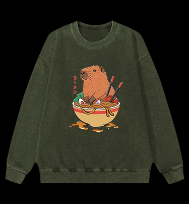 Noodles Capybara Vintage Washed 100% Cotton Sweatshirt