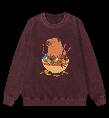 Noodles Capybara Vintage Washed 100% Cotton Sweatshirt