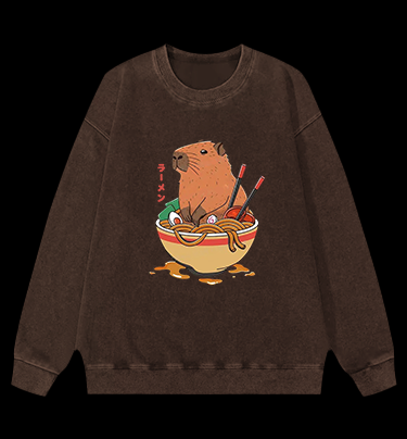 Noodles Capybara Vintage Washed 100% Cotton Sweatshirt