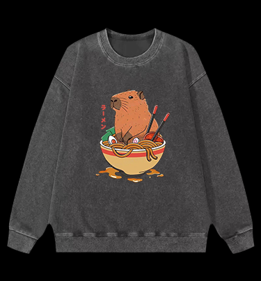 Noodles Capybara Vintage Washed 100% Cotton Sweatshirt