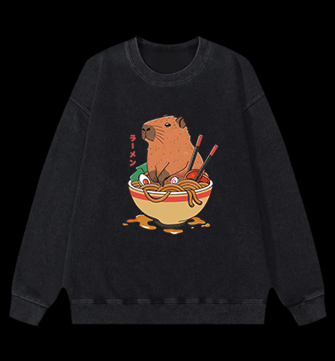Noodles Capybara Vintage Washed 100% Cotton Sweatshirt