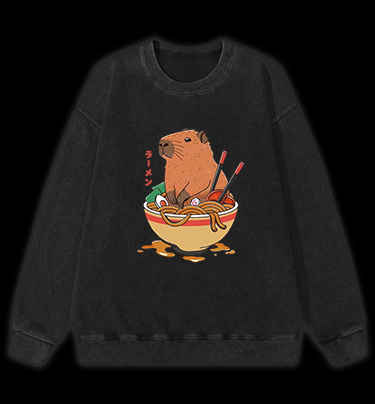 Noodles Capybara Vintage Washed 100% Cotton Sweatshirt