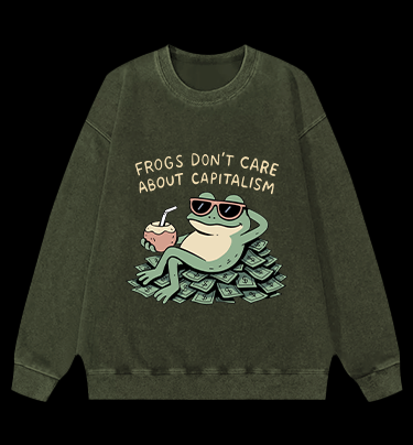 Frog Over Fortune Vintage Washed 100% Cotton Sweatshirt