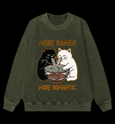 Romantic Cats Vintage Washed 100% Cotton Sweatshirt
