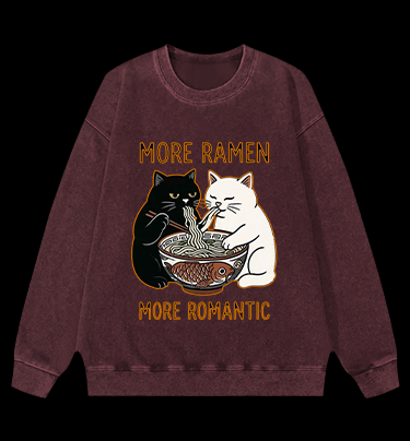 Romantic Cats Vintage Washed 100% Cotton Sweatshirt