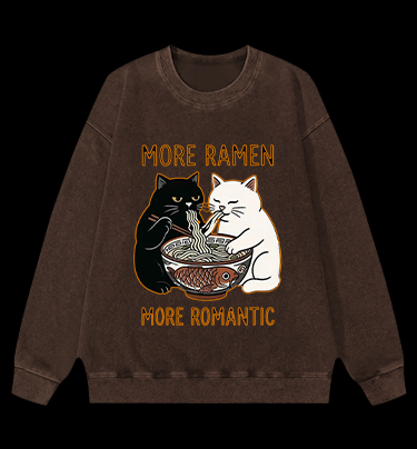 Romantic Cats Vintage Washed 100% Cotton Sweatshirt