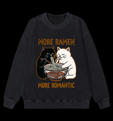 Romantic Cats Vintage Washed 100% Cotton Sweatshirt