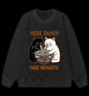 Romantic Cats Vintage Washed 100% Cotton Sweatshirt