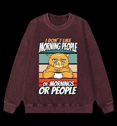 Nope Cat Vintage Washed 100% Cotton Sweatshirt