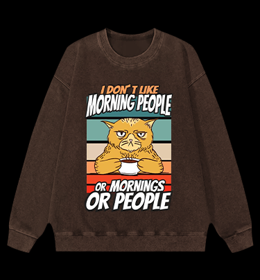 Nope Cat Vintage Washed 100% Cotton Sweatshirt