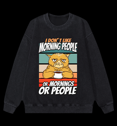 Nope Cat Vintage Washed 100% Cotton Sweatshirt