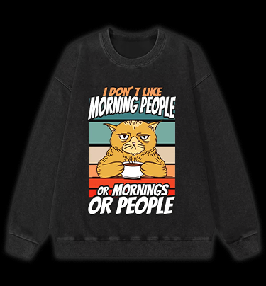 Nope Cat Vintage Washed 100% Cotton Sweatshirt