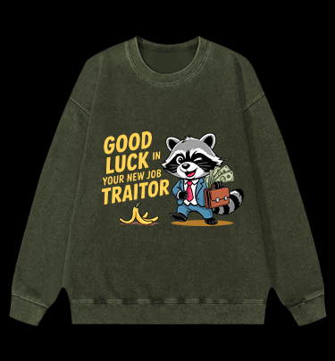 Bye Bye Raccoon Vintage Washed 100% Cotton Sweatshirt
