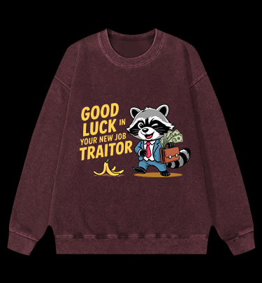 Bye Bye Raccoon Vintage Washed 100% Cotton Sweatshirt