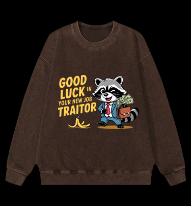 Bye Bye Raccoon Vintage Washed 100% Cotton Sweatshirt