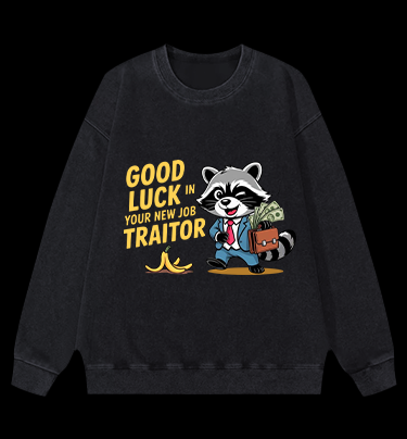 Bye Bye Raccoon Vintage Washed 100% Cotton Sweatshirt