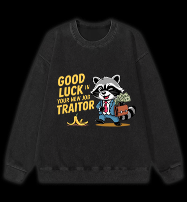 Bye Bye Raccoon Vintage Washed 100% Cotton Sweatshirt