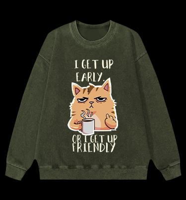 Don't Wake the Cat Vintage Washed 100% Cotton Sweatshirt