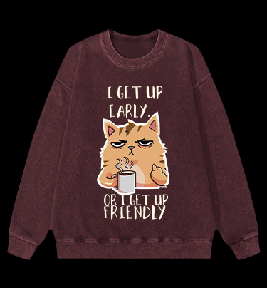 Don't Wake the Cat Vintage Washed 100% Cotton Sweatshirt