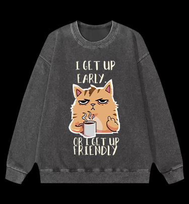 Don't Wake the Cat Vintage Washed 100% Cotton Sweatshirt