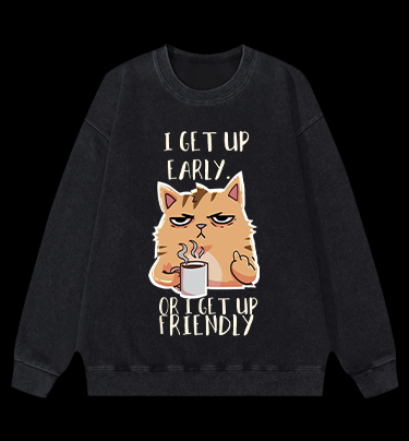 Don't Wake the Cat Vintage Washed 100% Cotton Sweatshirt
