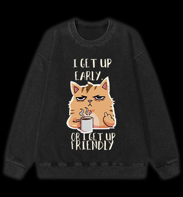 Don't Wake the Cat Vintage Washed 100% Cotton Sweatshirt