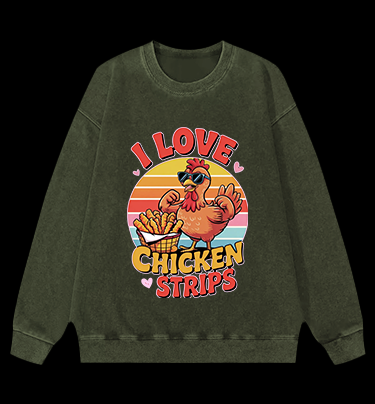 Cool Chicken Love Vintage Washed 100% Cotton Sweatshirt