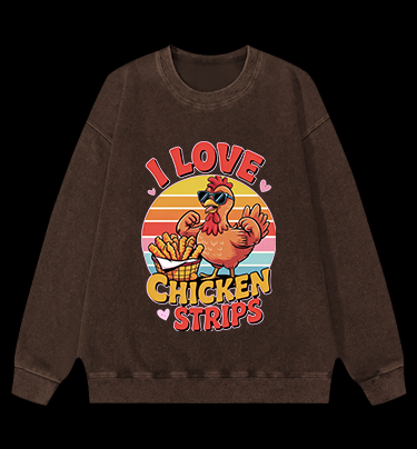 Cool Chicken Love Vintage Washed 100% Cotton Sweatshirt