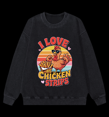 Cool Chicken Love Vintage Washed 100% Cotton Sweatshirt