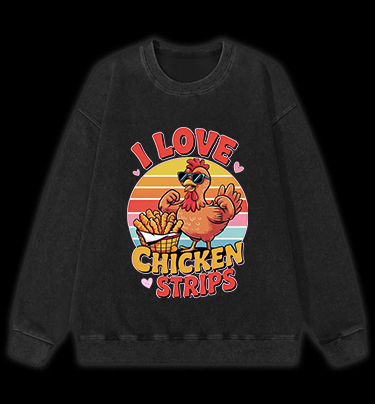 Cool Chicken Love Vintage Washed 100% Cotton Sweatshirt