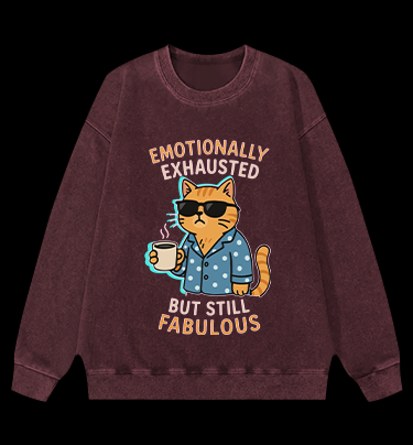 Still a Fabulous Cat Vintage Washed 100% Cotton Sweatshirt