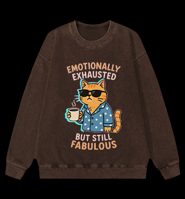 Still a Fabulous Cat Vintage Washed 100% Cotton Sweatshirt