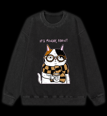 Another Meownday Cat Vintage Washed 100% Cotton Sweatshirt