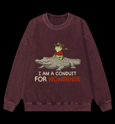 Cowboy Frog Chaos Vintage Washed 100% Cotton Sweatshirt