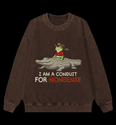 Cowboy Frog Chaos Vintage Washed 100% Cotton Sweatshirt