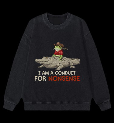 Cowboy Frog Chaos Vintage Washed 100% Cotton Sweatshirt