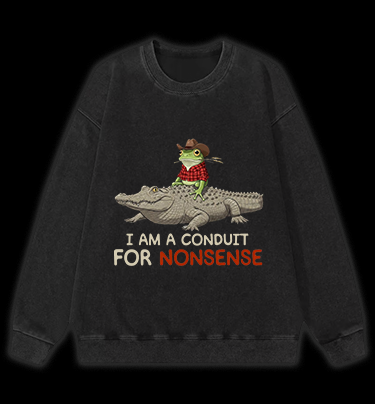 Cowboy Frog Chaos Vintage Washed 100% Cotton Sweatshirt