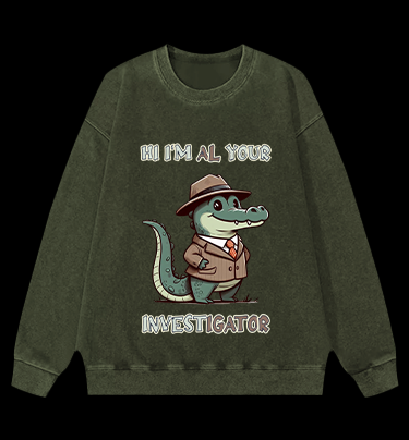 Private Gator Crocodile Vintage Washed 100% Cotton Sweatshirt