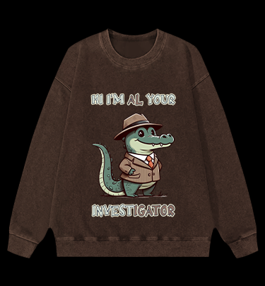 Private Gator Crocodile Vintage Washed 100% Cotton Sweatshirt
