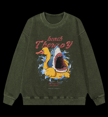 Surprise Shark Vintage Washed 100% Cotton Sweatshirt