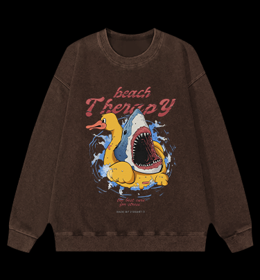Surprise Shark Vintage Washed 100% Cotton Sweatshirt