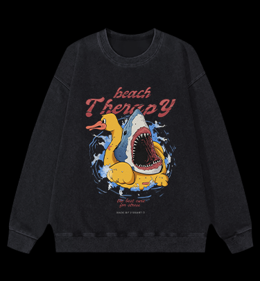 Surprise Shark Vintage Washed 100% Cotton Sweatshirt