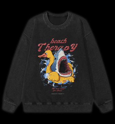 Surprise Shark Vintage Washed 100% Cotton Sweatshirt