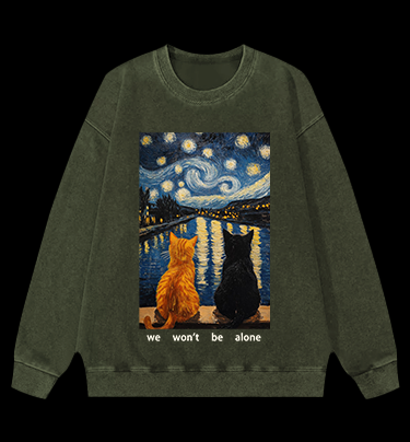 Together Cats Vintage Washed 100% Cotton Sweatshirt