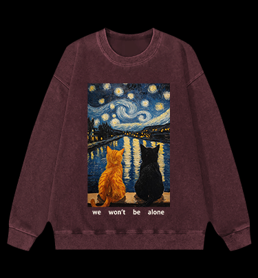 Together Cats Vintage Washed 100% Cotton Sweatshirt