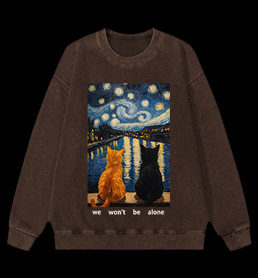 Together Cats Vintage Washed 100% Cotton Sweatshirt